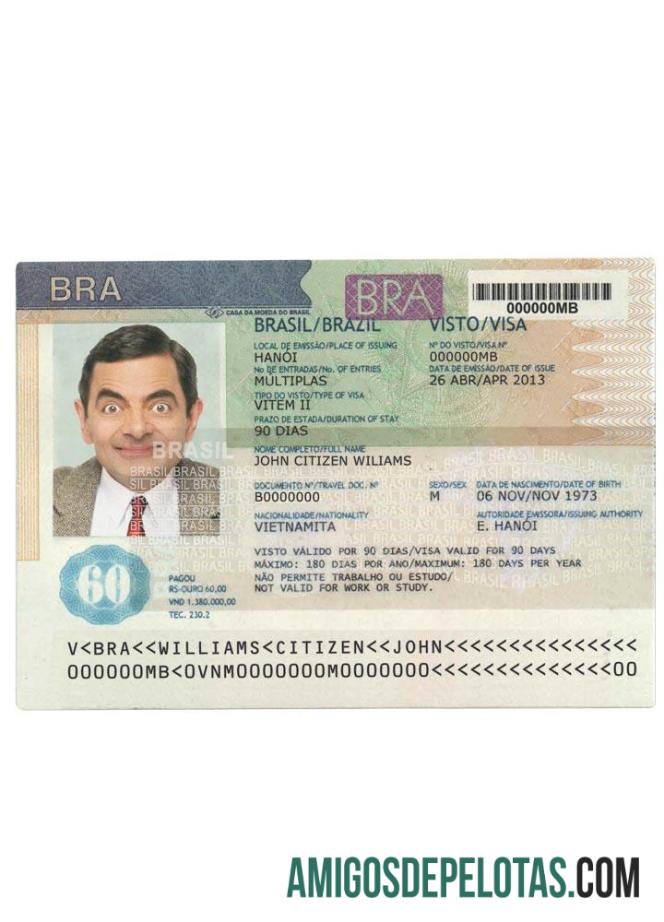 Visto BRASIL Versão 2 exemplo real